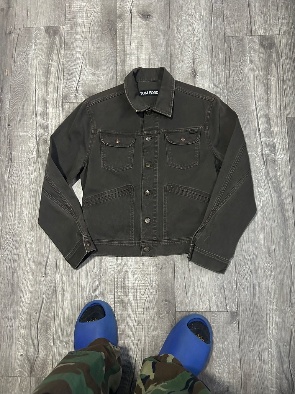 Tom Ford Brown Black Denim Trucker Jacket